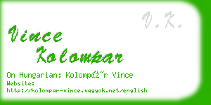 vince kolompar business card